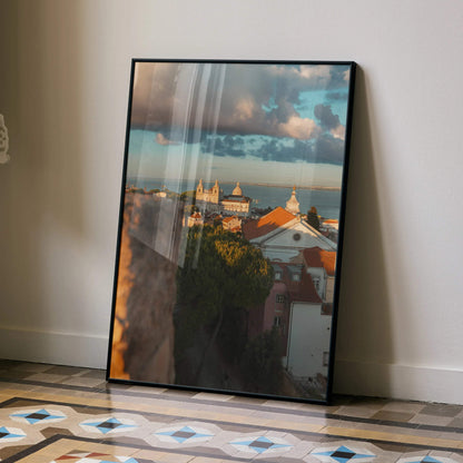 Vibrant City Sunset Art Print for Wall Decor | Vertical - Throttle Designs