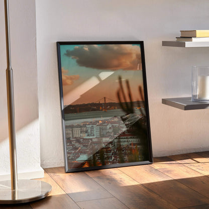 Vibrant City Skyline at Sunset Art Poster | Vertical - Throttle Designs