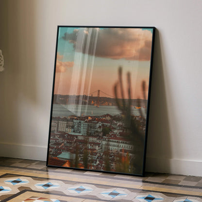 Vibrant City Skyline at Sunset Art Poster | Vertical - Throttle Designs