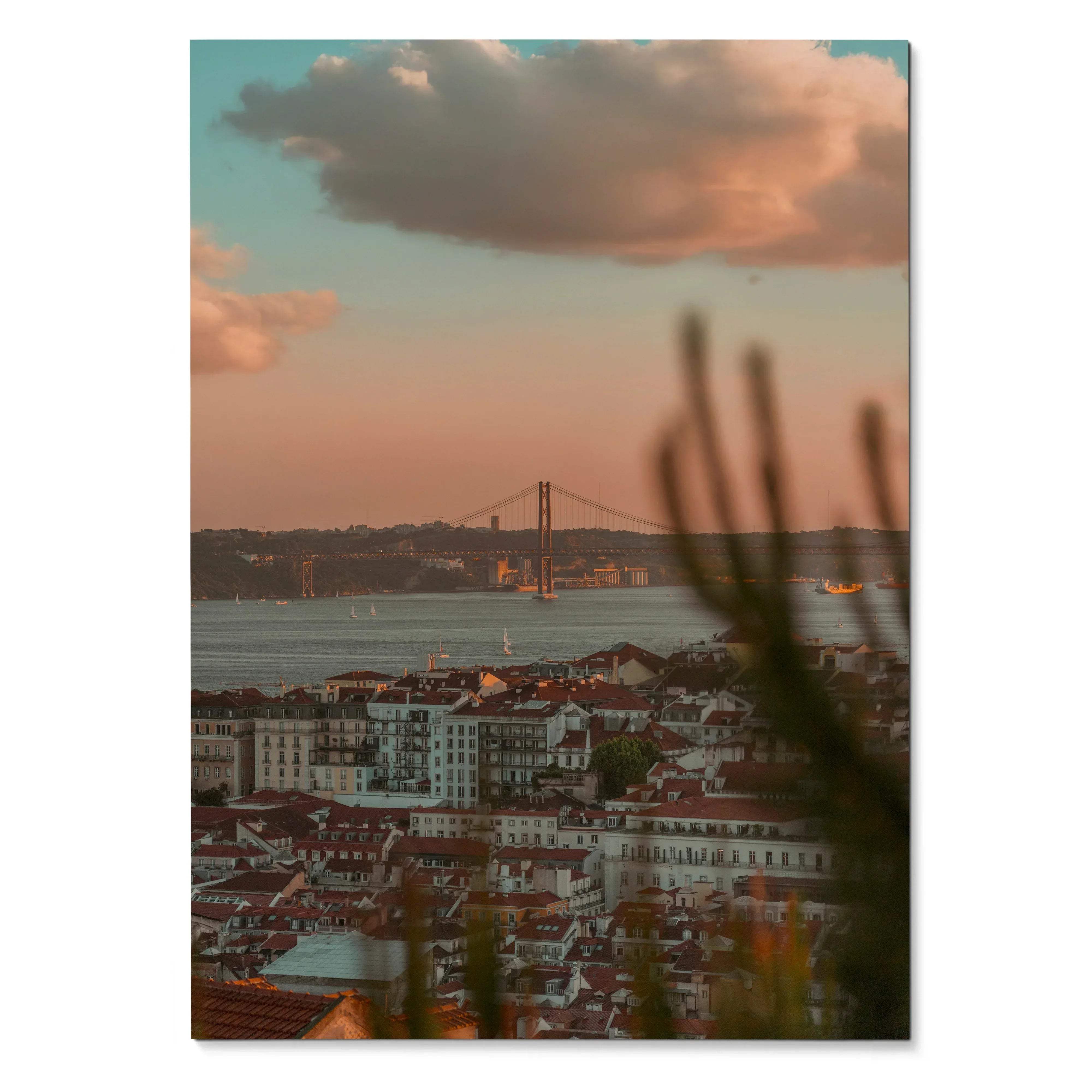 Vibrant City Skyline at Sunset Art Poster | Vertical - Throttle Designs