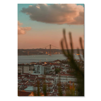 Vibrant City Skyline at Sunset Art Poster | Vertical - Throttle Designs