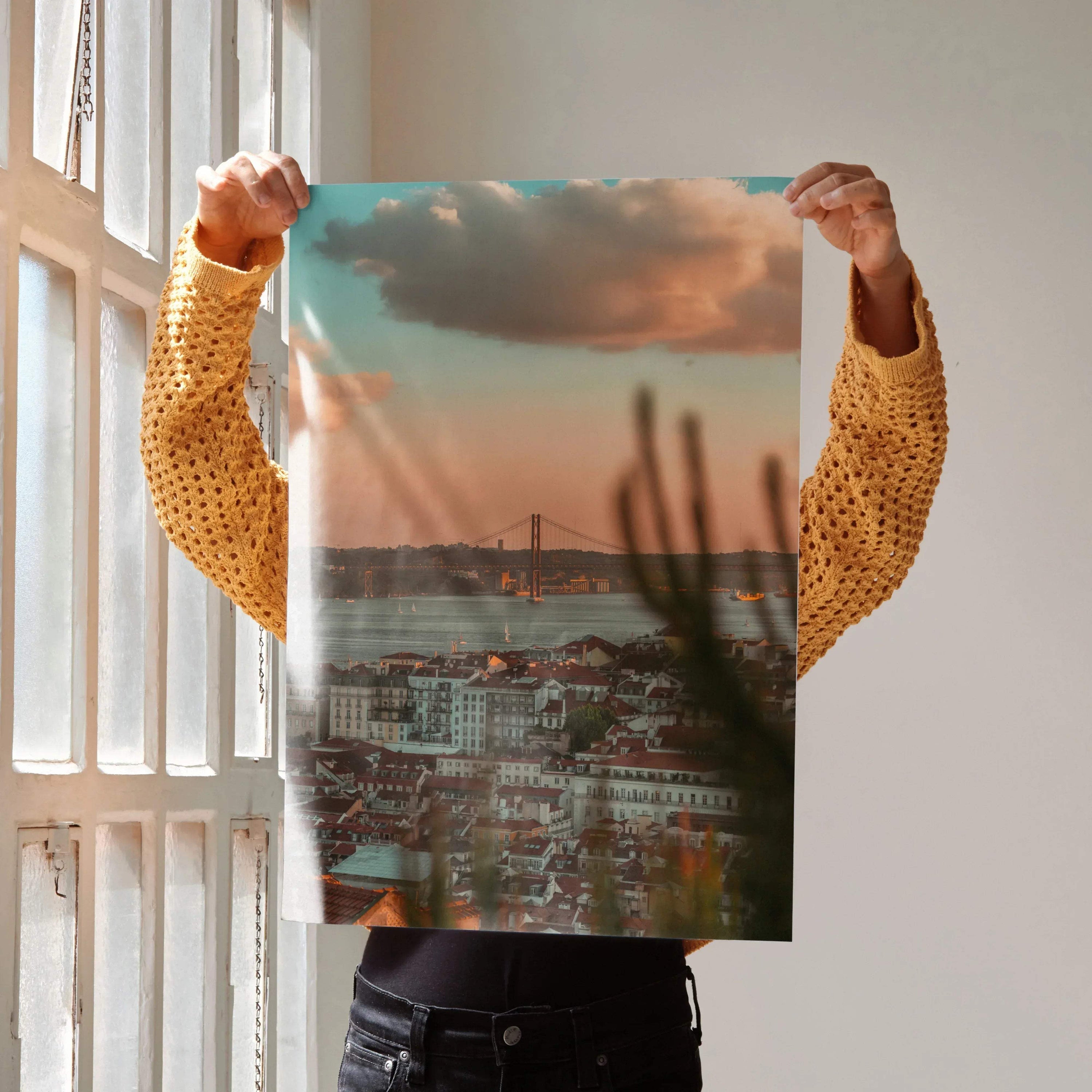 Vibrant City Skyline at Sunset Art Poster | Vertical - Throttle Designs