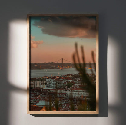 Vibrant City Skyline at Sunset Art Poster | Vertical - Throttle Designs