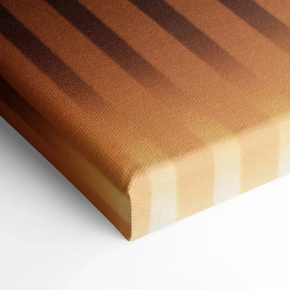 Minimalist vertical stripe canvas wall art in golden amber and deep brown tones