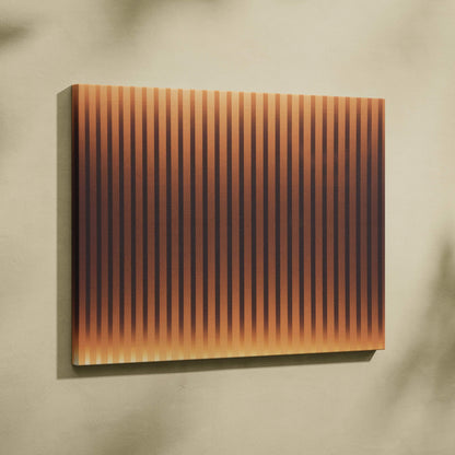 Minimalist abstract vertical stripe canvas art in golden amber and deep brown tones
