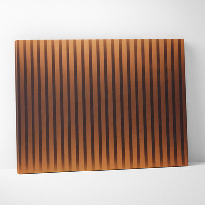 Rectangular wooden cutting board with vertical amber brown stripes