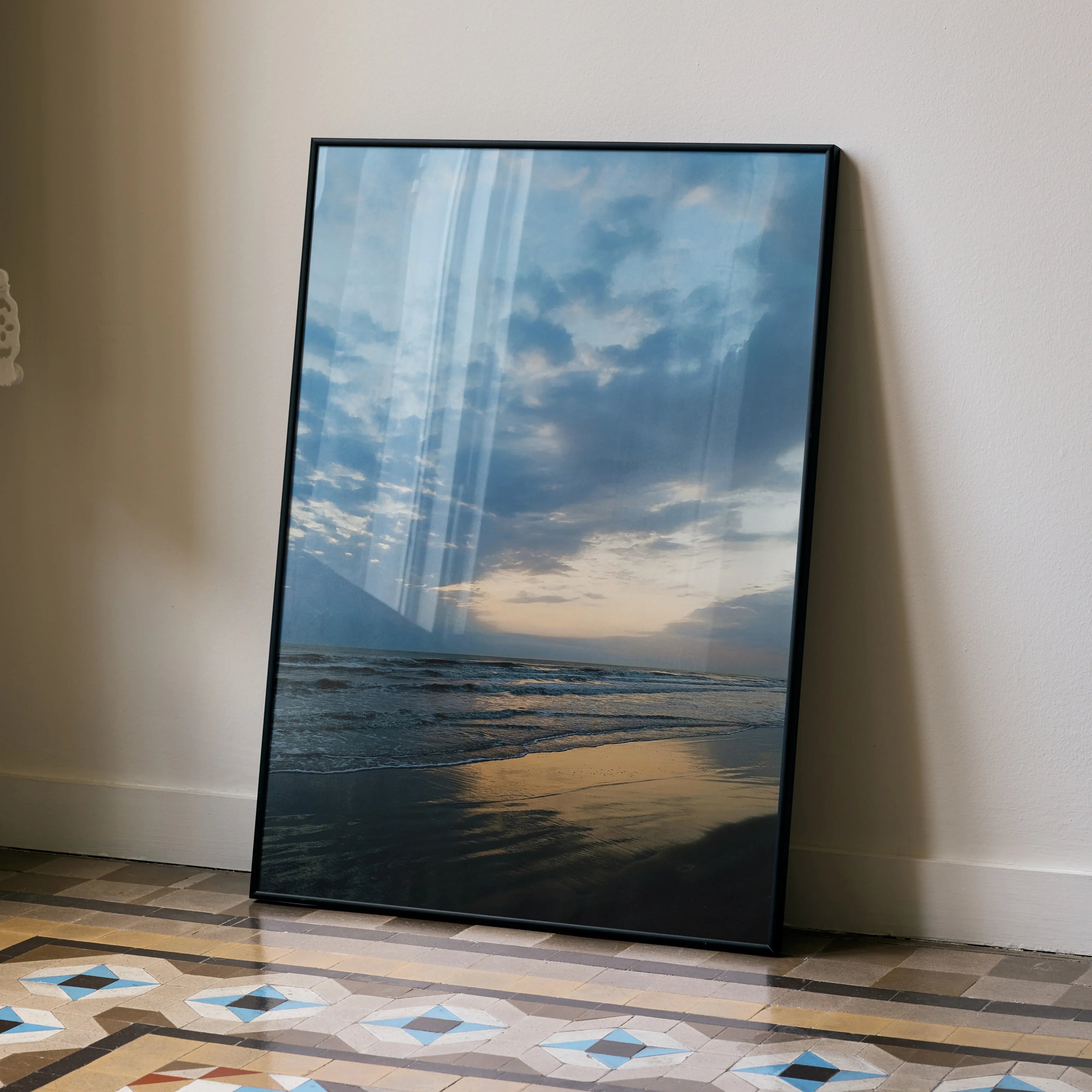 Serene Beach Ocean Landscape Wall Art Print | Vertical - Throttle Designs