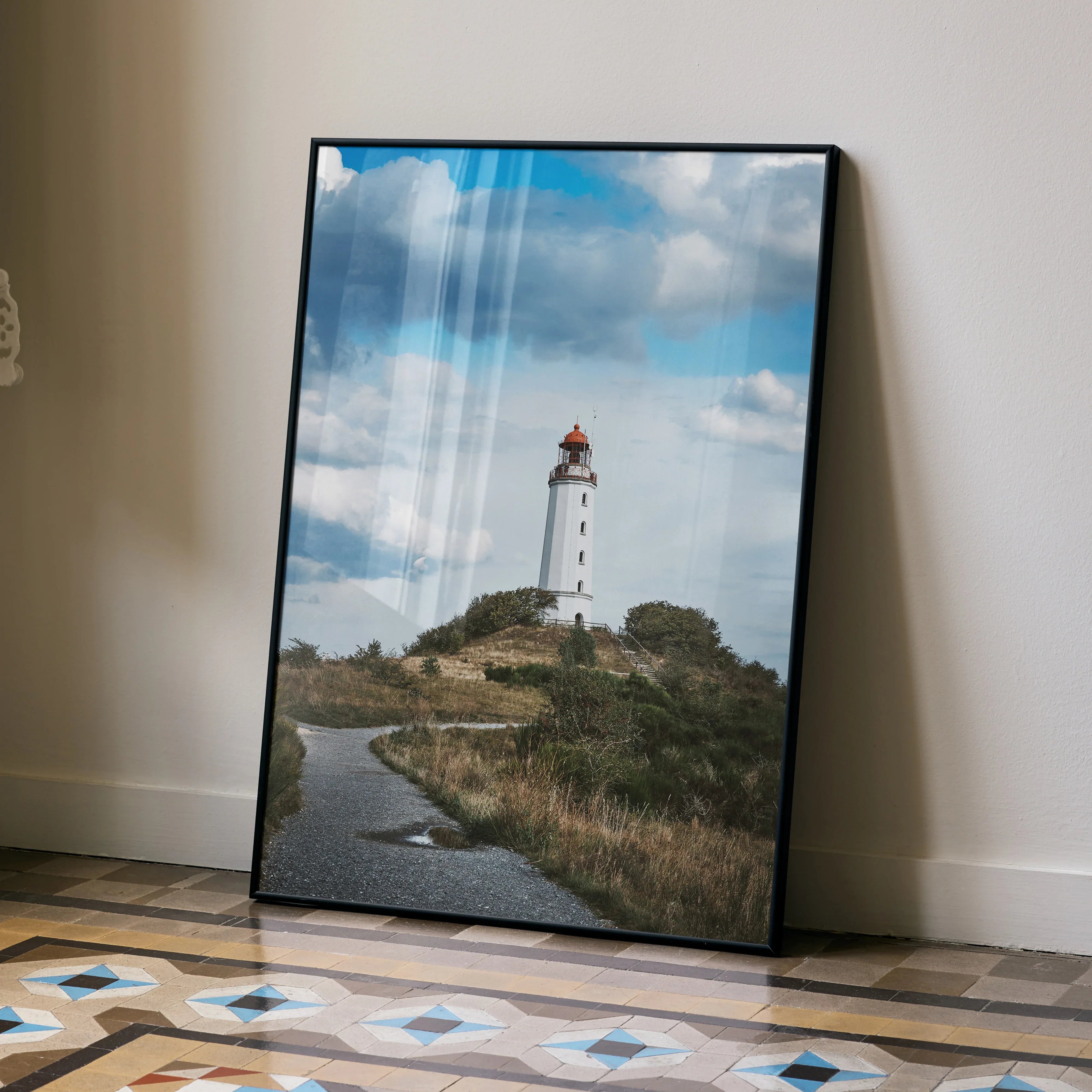 Stunning Lighthouse Beach Art Print Poster | Vertical - Throttle Designs