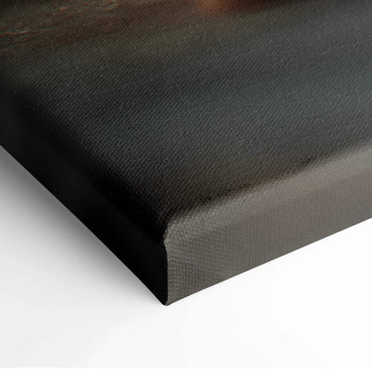 Close-up of black stretched canvas with textured surface for wall art decor.