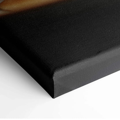 Black wrapped edge of canvas wall art with textured surface for home decor.