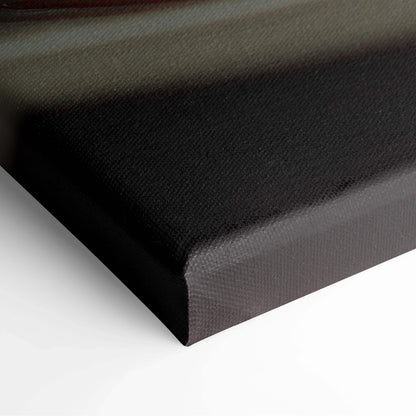 Black gallery-wrapped canvas with a textured surface and sharp folded corners for wall art decor.