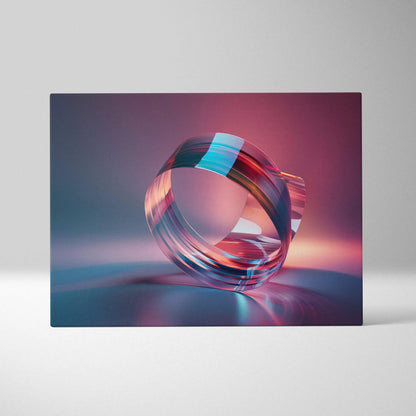 Abstract digital art canvas featuring vibrant swirling ribbon in blue and pink tones, modern wall art decor.