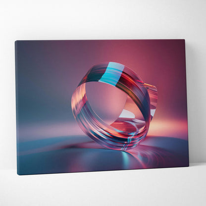 Abstract vibrant digital art on canvas featuring a colorful twisting loop, modern wall art canvas print.