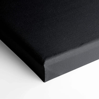 Black wrapped canvas corner with subtle texture for modern abstract wall art print.