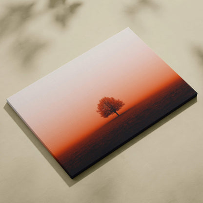 Minimalist autumn tree with golden hues on digital canvas art wall decor.