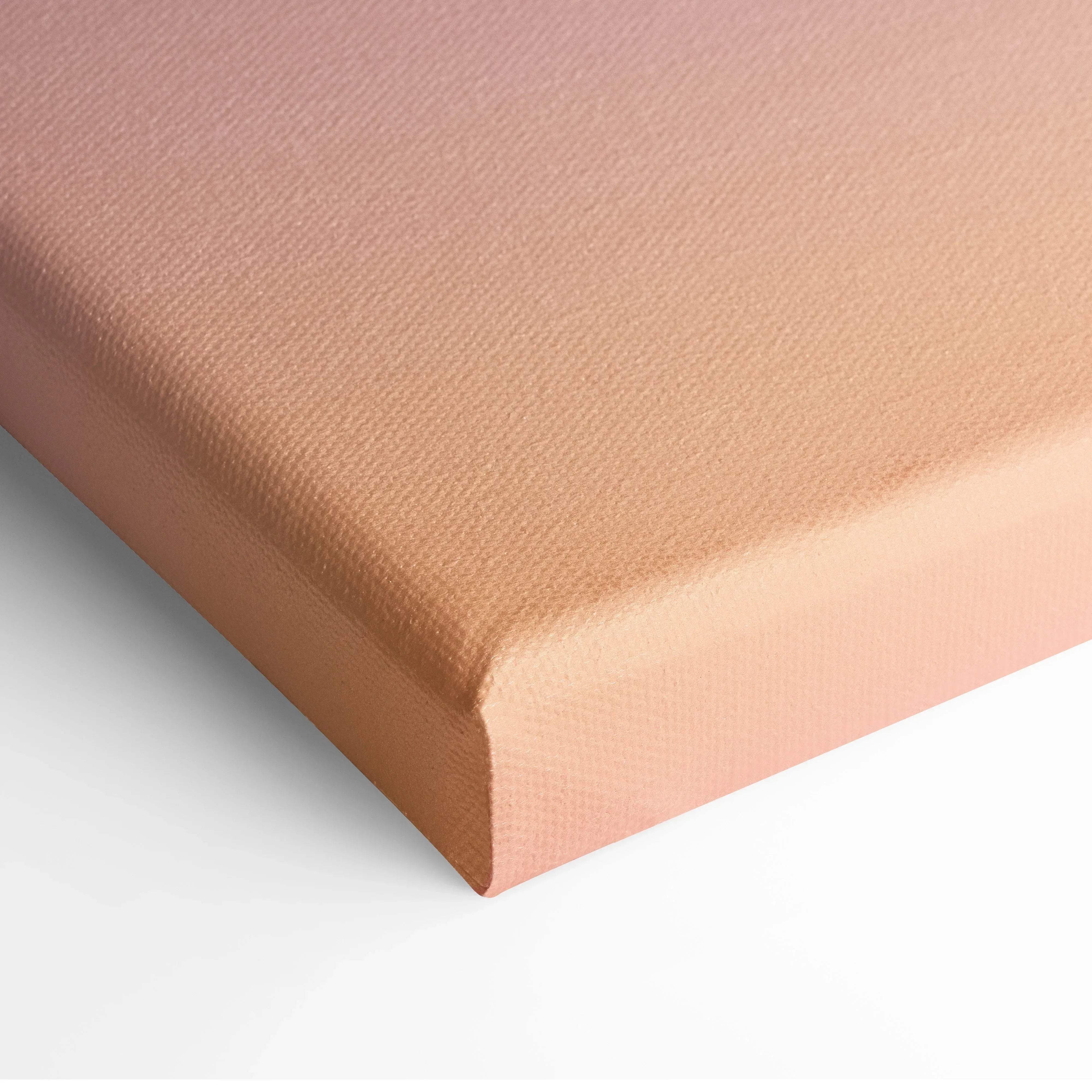 A soft rose gold textured woven canvas with slightly raised edges for pastel sunset palm tree silhouette wall art