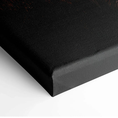 Black canvas wrap corner with textured surface for digital art print wall decor.