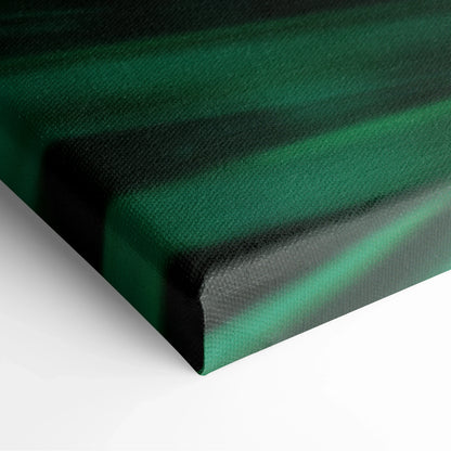 Close-up of tropical green leaves canvas showing textured wall art decor detail.