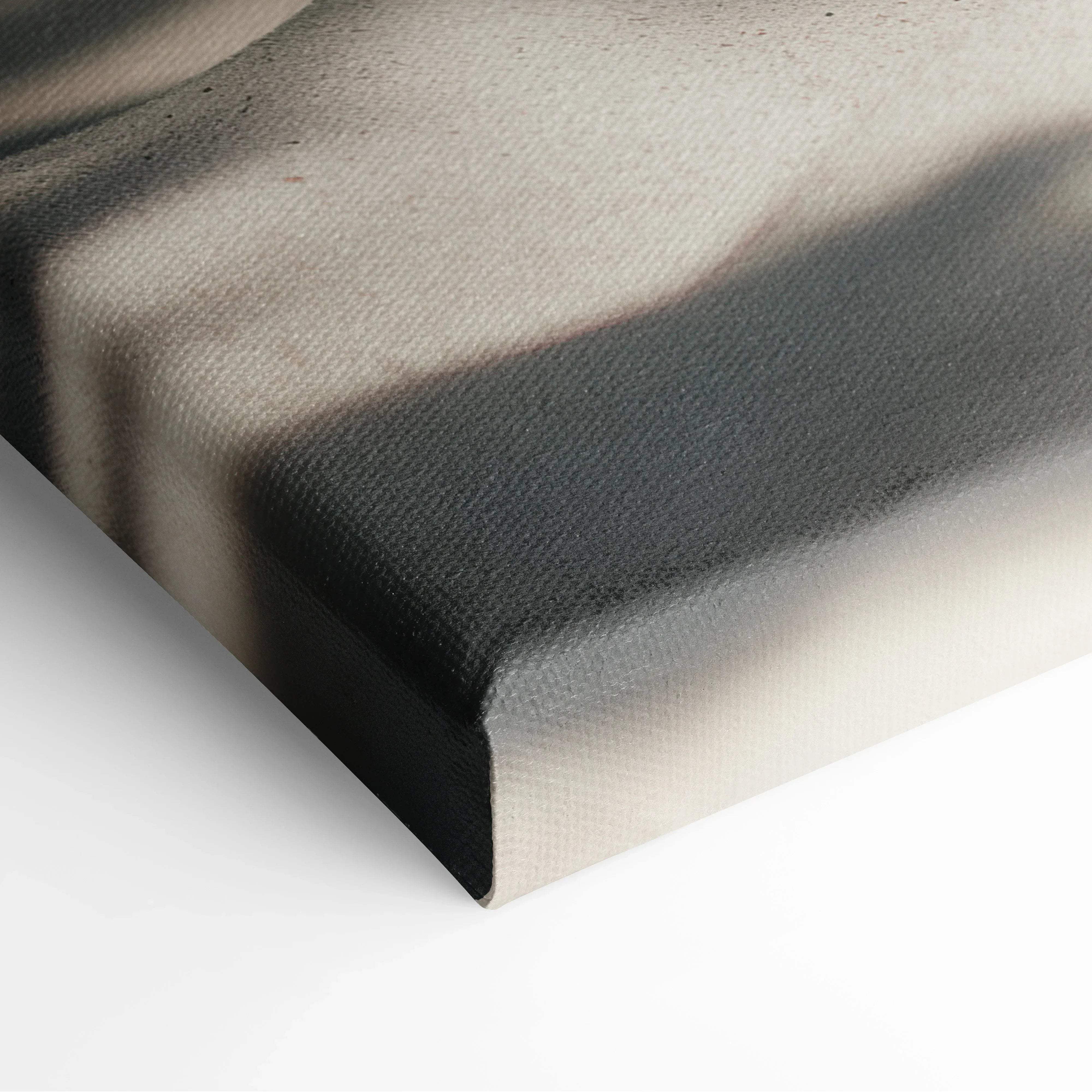 Black and beige abstract canvas print with textured fabric surface in tropical beach scene wall art for relaxing decor