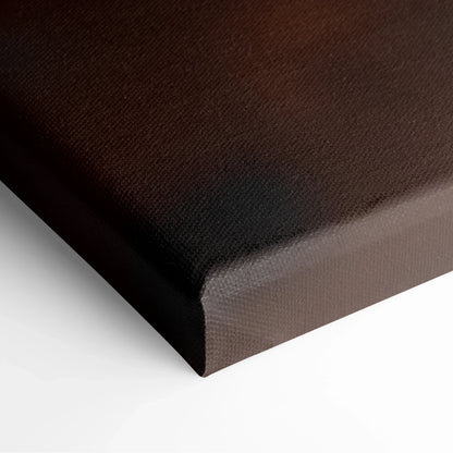 Close-up of dark brown textured canvas edge for wall art decor.