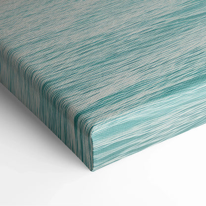 Canvas wall art with turquoise and white brushstroke texture wrapped around edges.
