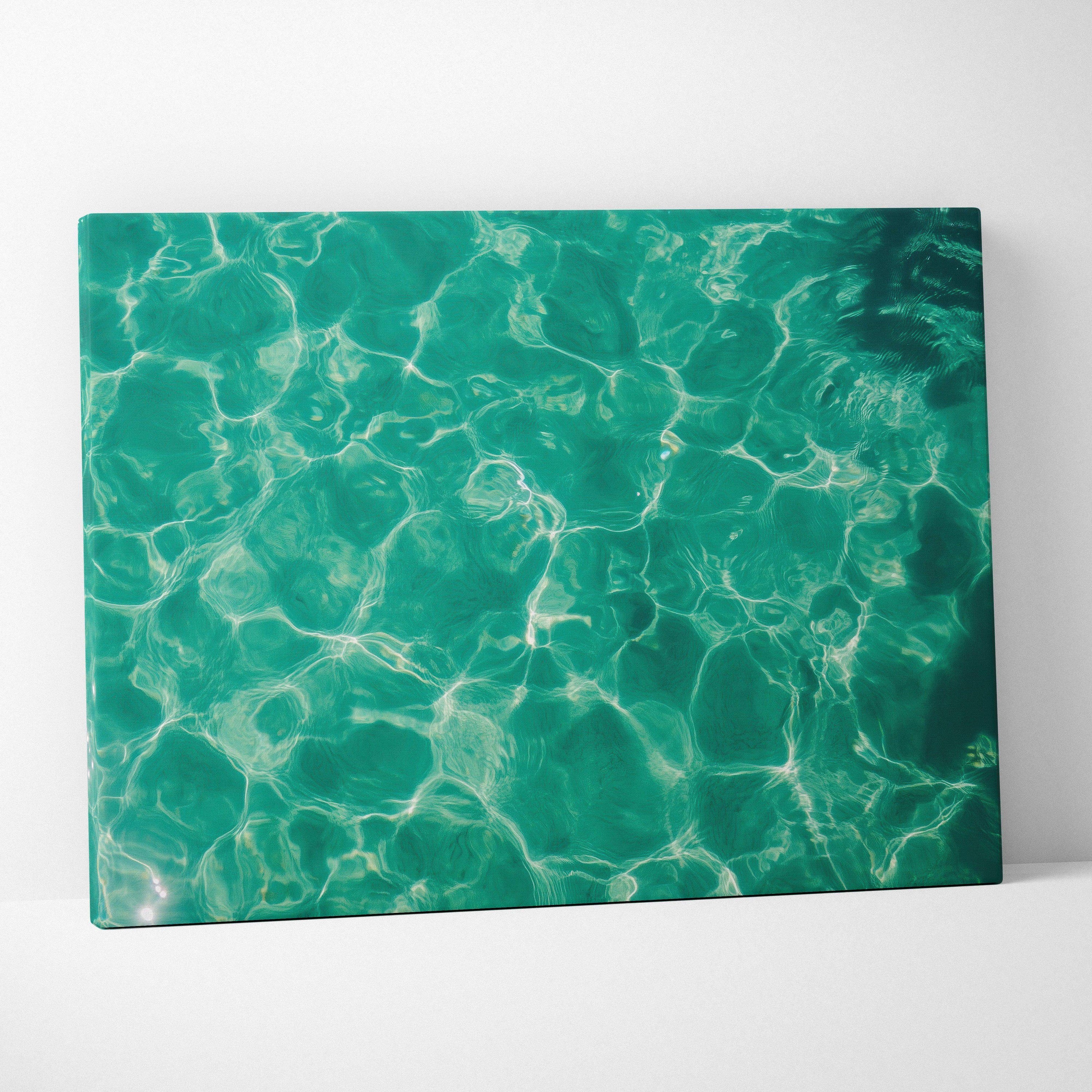 Turquoise sea with sunlight reflections on canvas wall art decor.