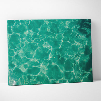Turquoise sea with sunlight reflections on canvas wall art decor.