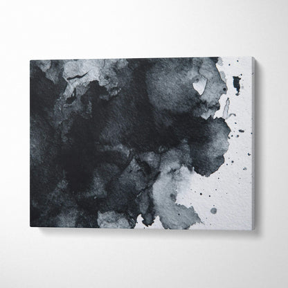 Abstract black and gray watercolor design on modern digital art canvas wall art.