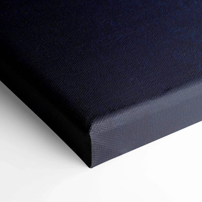 Dark navy blue textured canvas art with a smooth wrapped edge for modern wall decor.