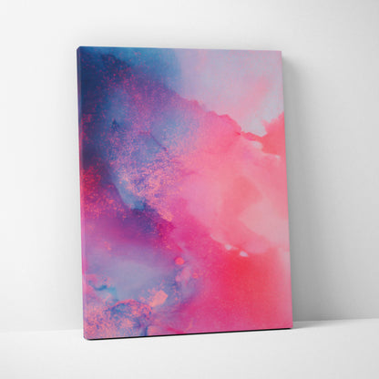 Abstract pink and blue high-resolution canvas art wall decor with soft gradient and texture.
