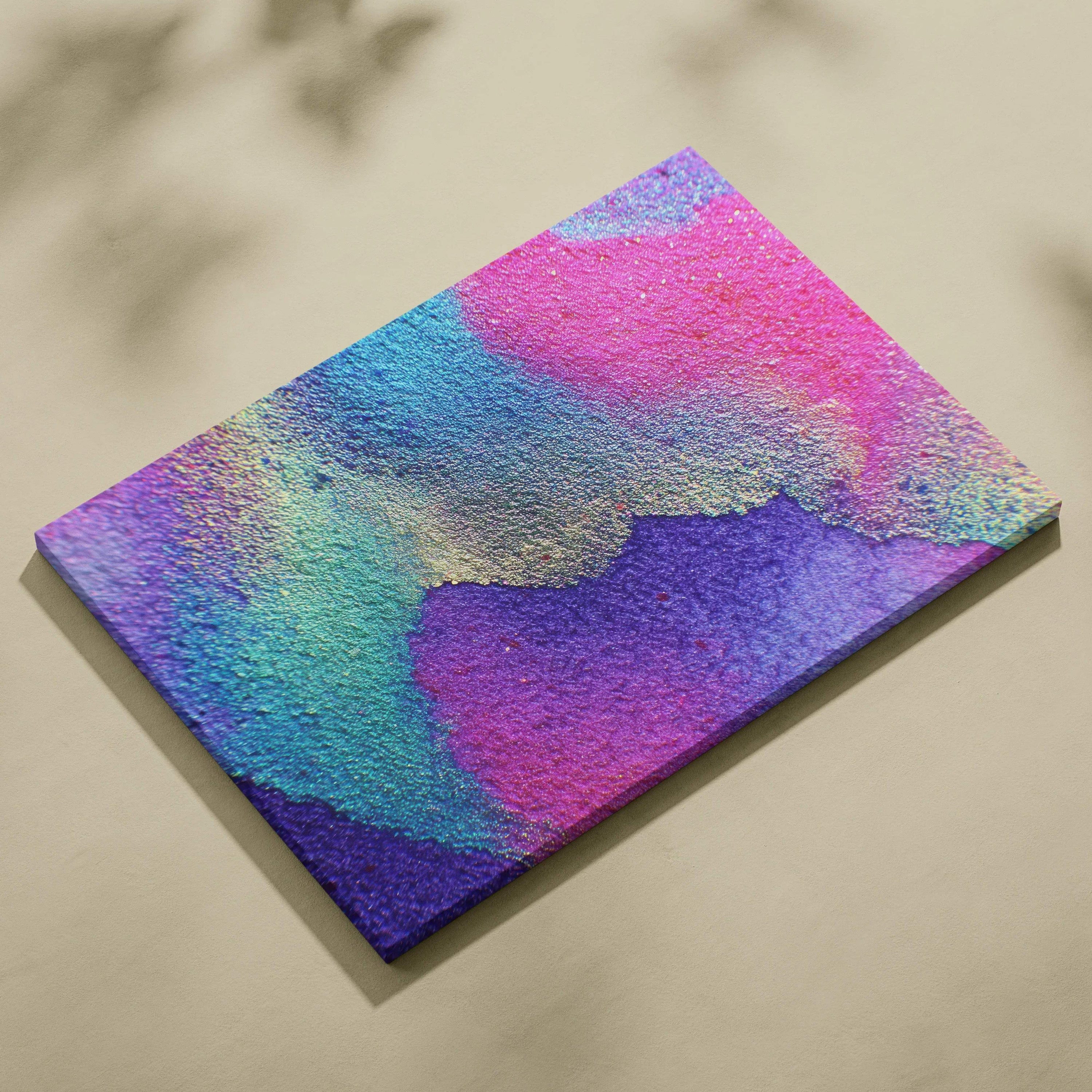 Abstract modern digital canvas wall art with vibrant pink, blue, and purple textured design.