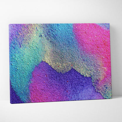 Abstract digital canvas art with vibrant blue, pink, purple, and green gradient textures on wall art canvas.
