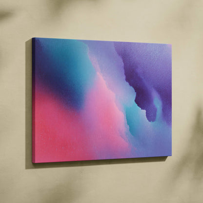 Abstract digital canvas wall art with blended vibrant pink, blue, and purple hues.