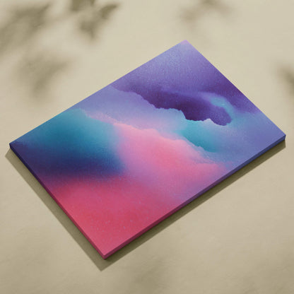Abstract digital canvas art with gradient shades of purple, blue, and pink for modern wall decor.