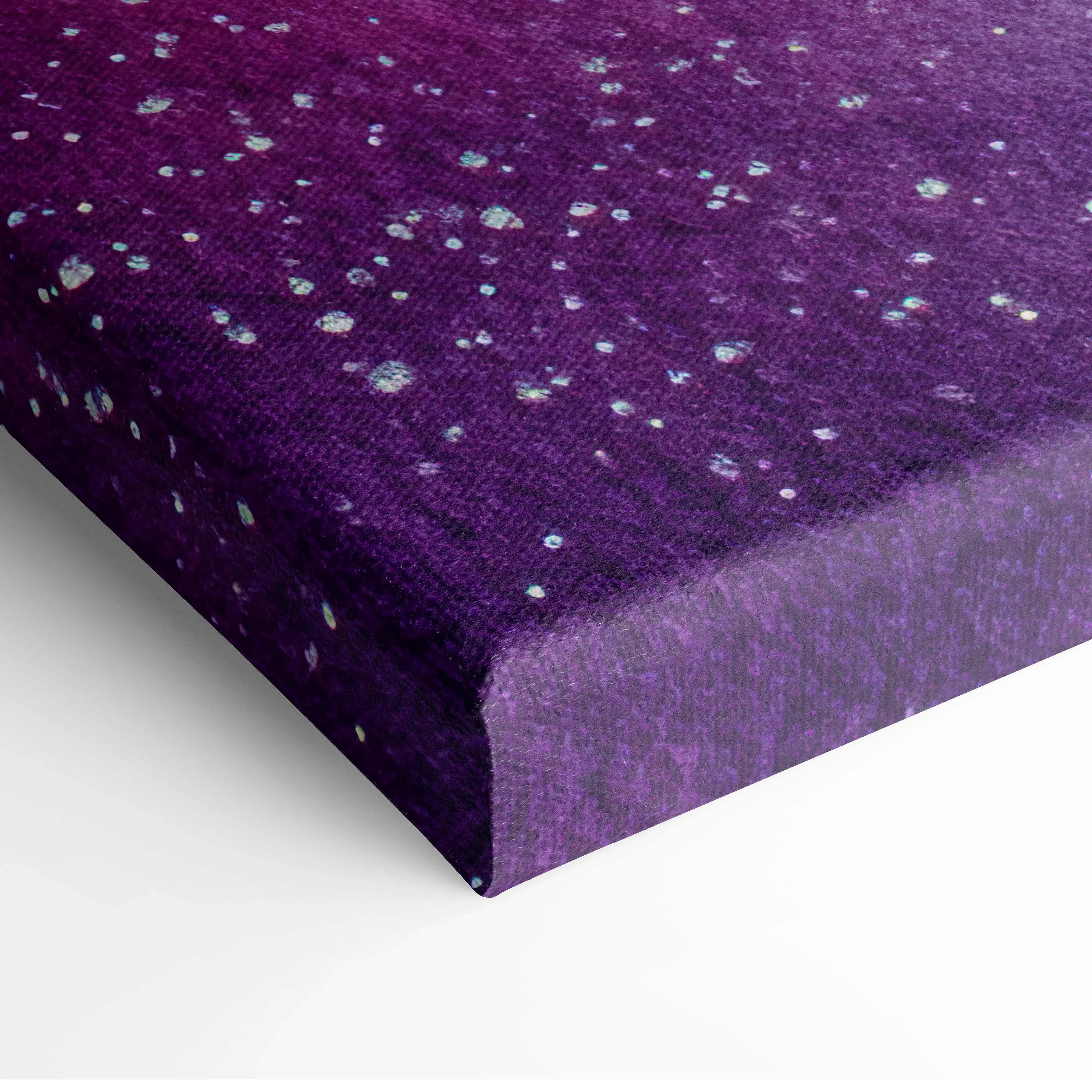Purple canvas print featuring a starry night sky design for vibrant modern home decor wall art