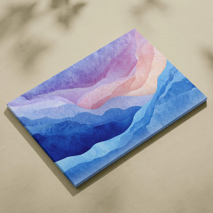 Colorful abstract mountain landscape on vibrant modern canvas wall art print.