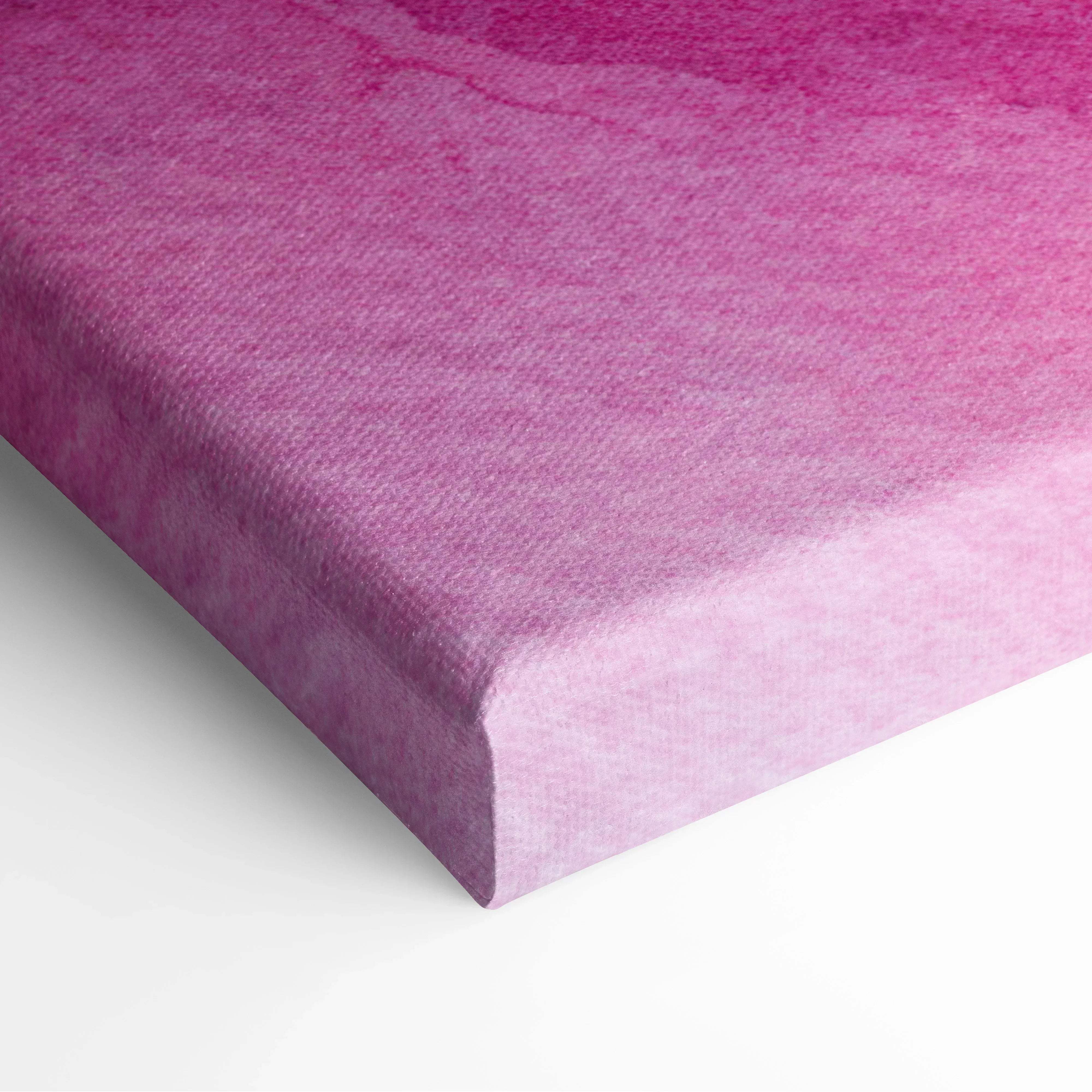 A vibrant pink abstract watercolor canvas with textured gradient finish for colorful living room wall art decor