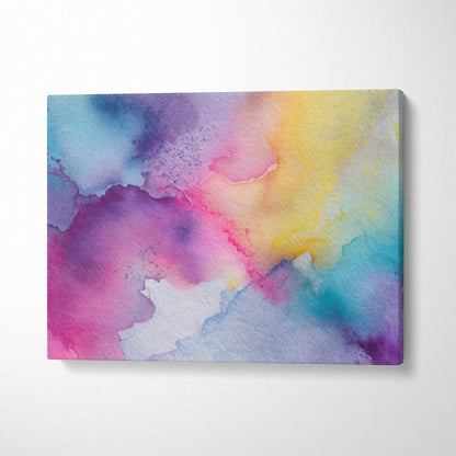 Vibrant abstract watercolor-style canvas art with pink, purple, blue, and yellow hues wall art.