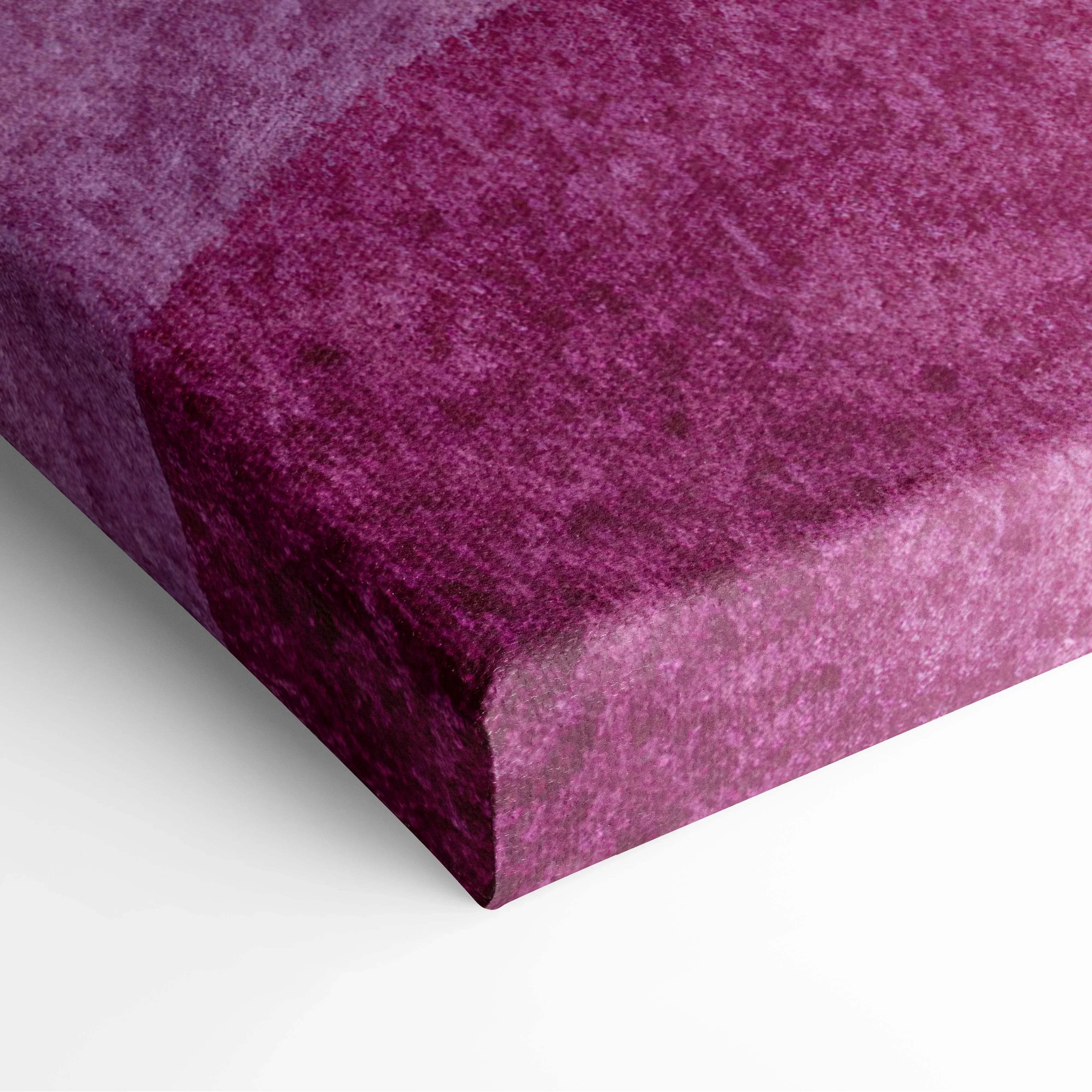 Purple velvet canvas wall art with plush texture and deep magenta hue featuring modern abstract swirling waves