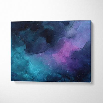 Abstract digital canvas art with swirling blue, purple, and black tones, modern wall art print.