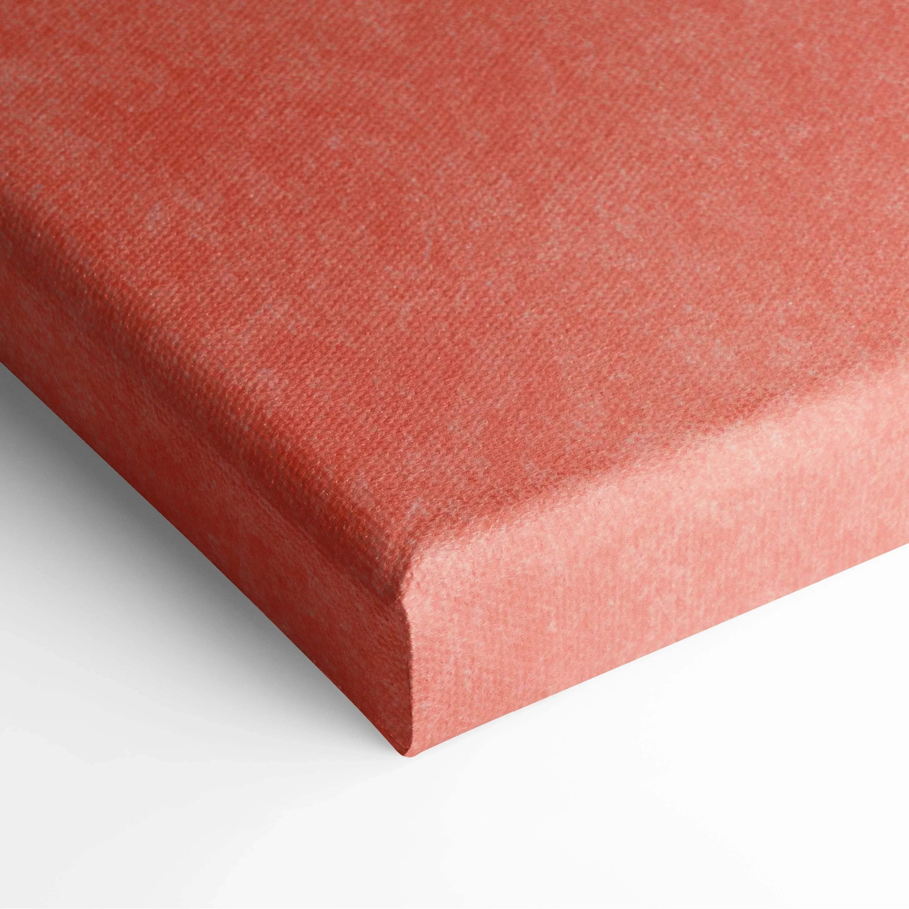 A textured coral watercolor gradient canvas wall art with subtle woven pattern and raised edges for abstract decor