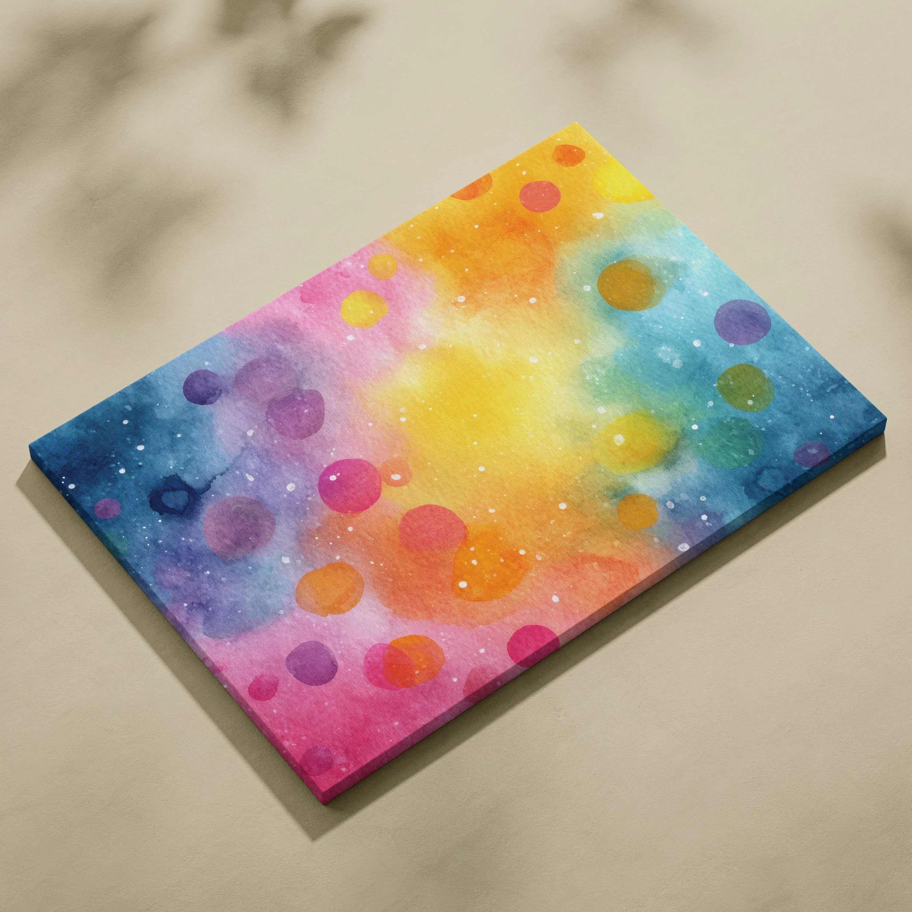 Abstract digital canvas art with bold multicolor gradient and overlapping translucent circles.