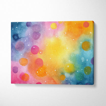 Abstract digital art canvas with bold colorful circles and gradient background, vibrant wall art.