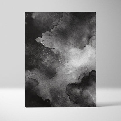 Abstract black and gray nature-inspired digital art on vertical canvas wall art.