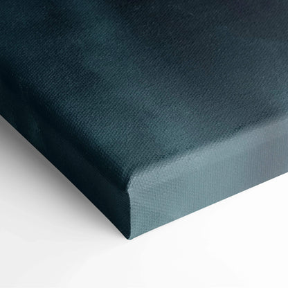 Dark teal textured canvas close-up showing museum-quality wall art decor edge wrap.