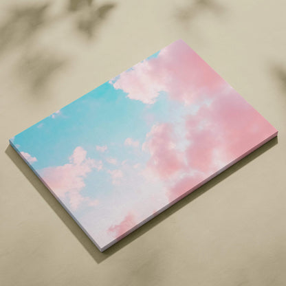 Pastel pink blue gradient sky notepad with soft clouds on canvas wall art