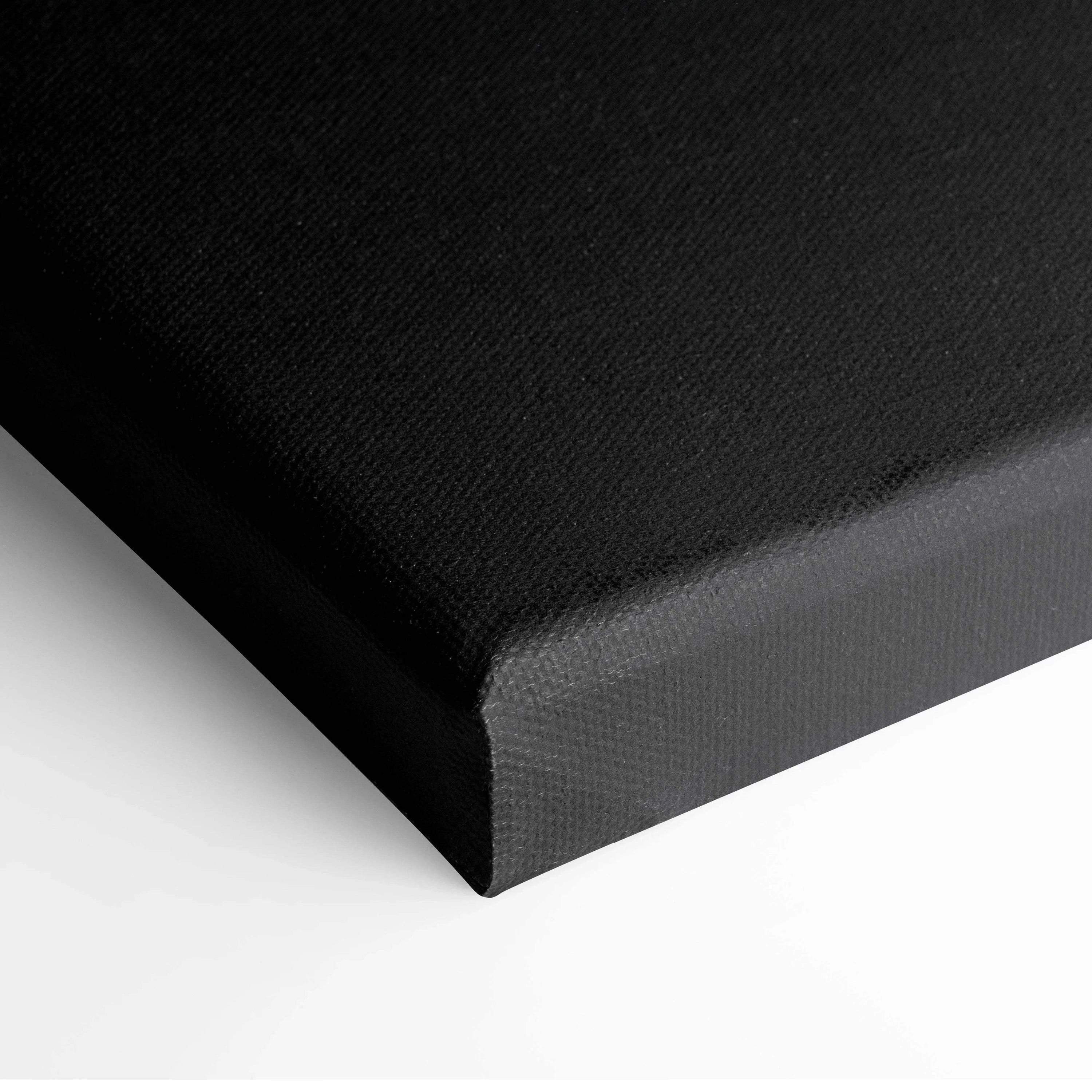 Black textured canvas corner showing detailed weave for wall art canvas print.