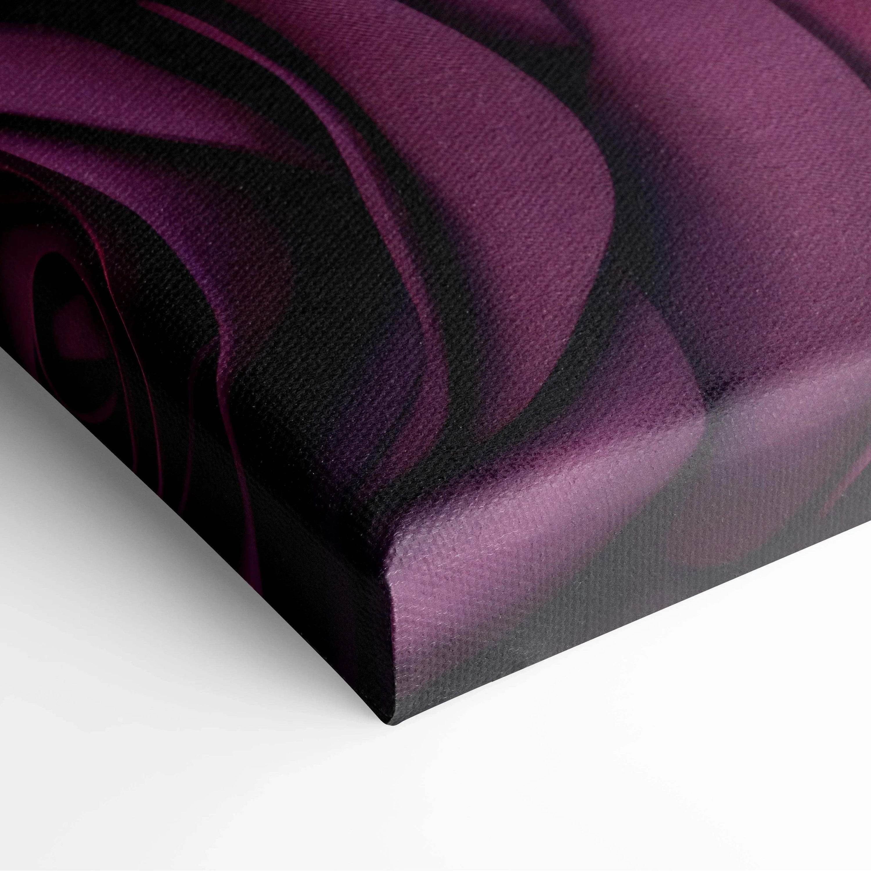 Close-up of canvas wall art showing detailed pastel purple rose petals with soft shadows for floral home decor.