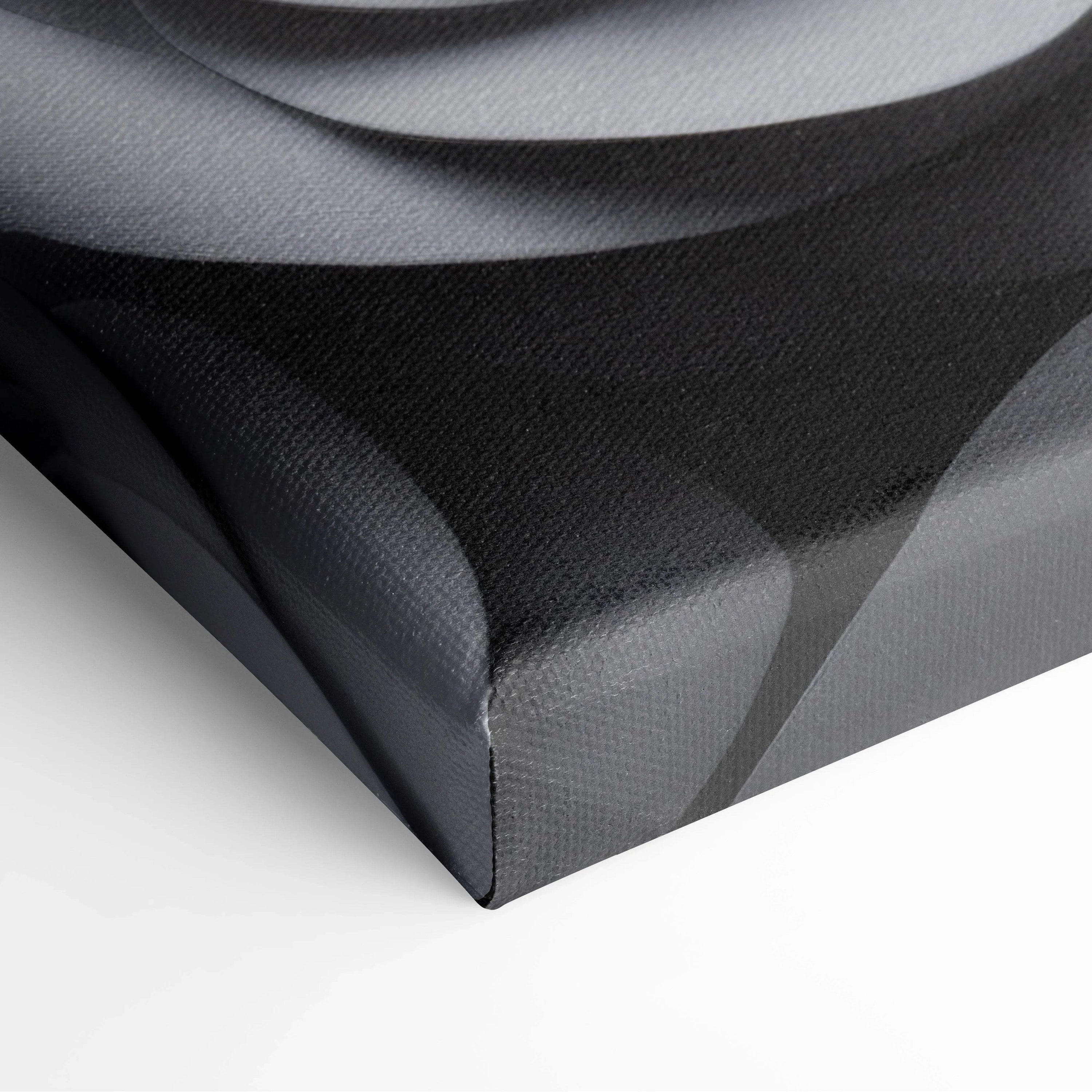 Close-up of canvas wall art corner featuring overlapping grey rose petals with smooth shading and textured fabric surface.
