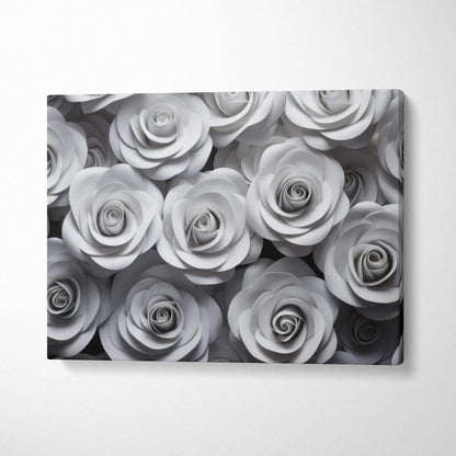 Grey roses floral canvas wall art with detailed petals and smooth texture for elegant home decor.